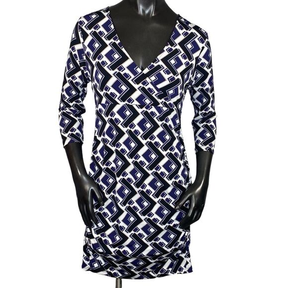 Attention Knee Length Geometric Pattern Dress Womens Size Small 3-4 Sleeve - Picture 1 of 5